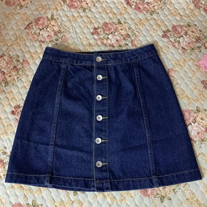 IELGY Women's classic wild fashion A-line skirt Casual denim skirt denim size M-XL,Ready stock,Hot