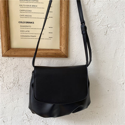 IELGY All-match Dumpling Retro Zipper Black Woman's bag Crossbody Simple One-shoulder