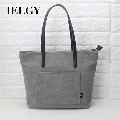 IELGY Women's single shoulder tote bag canvas bag simple literary single shoulder handbag