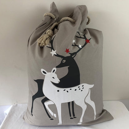IELGY Red Christmas Bag Elk Canvas Drawstring Drawstring