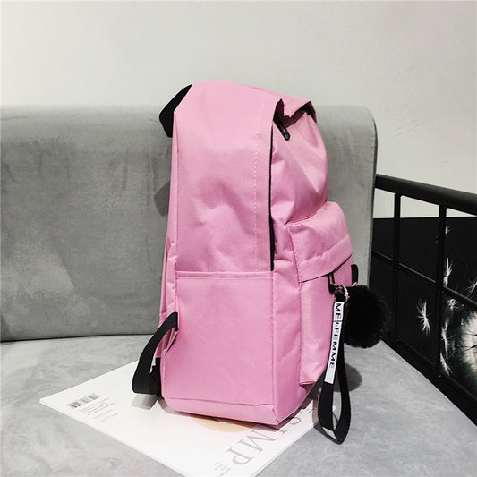 IELGY Simple Korean Leaf Print Backpack Oxford Fabric