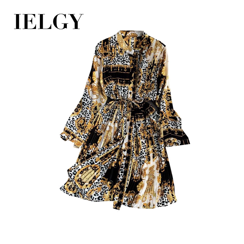 IELGY Pleated Loose Plus Size Dress