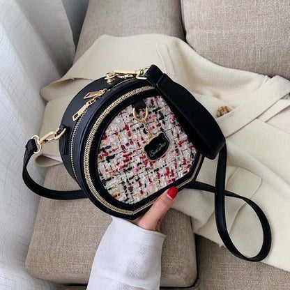 IELGY chain small round stitching handbagshoulder crossbody women simple bag classic street fashion laptop shoulder bag for women