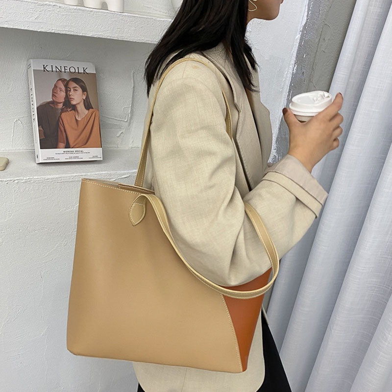 IELGY Women's bag casual large capacity black portable one shoulder all-match simple tote fashion