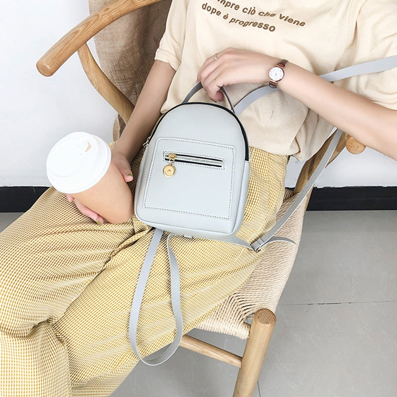 IELGY Korean style ladies small backpack multi-pocket black one-shoulder mobile phone bag