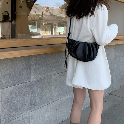 IELGY ALL-match Soft surface PU Shoulder Plain Portable Women's Bag Casual Fold