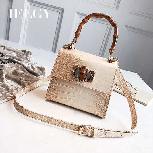 IELGY handbag crocodile small square bag handbag bamboo bag