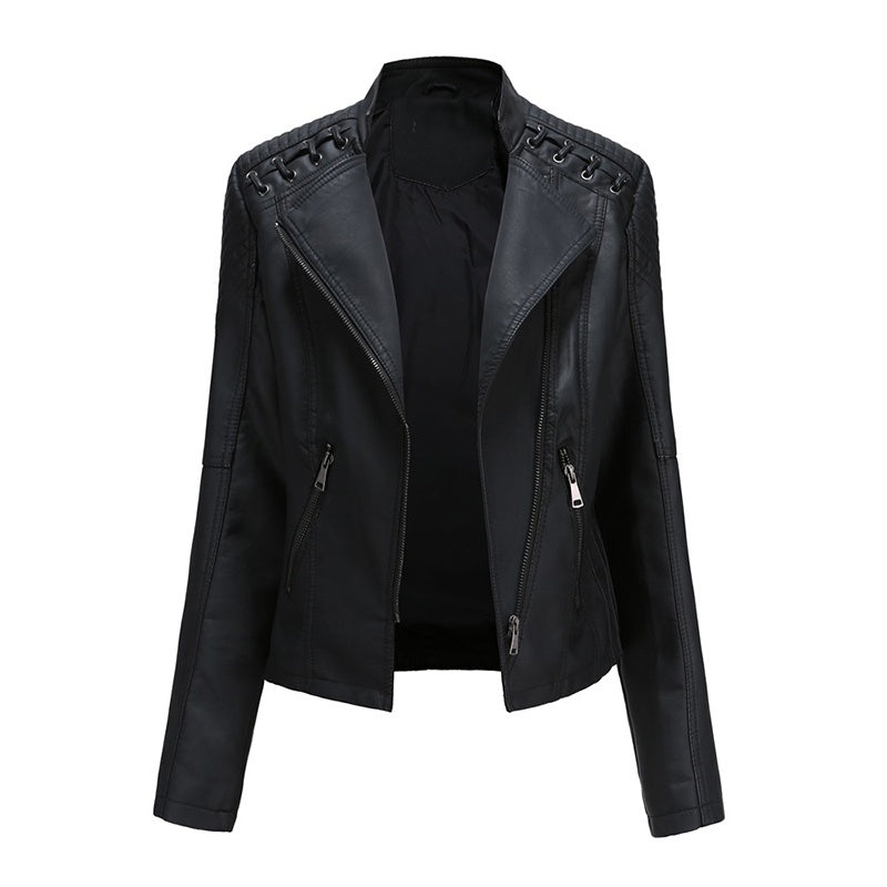 IELGY new spring and autumn women's leather jacket women's short jacket slim thin leather jacket ladies motorcycle clothing