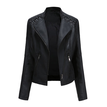 IELGY new spring and autumn women's leather jacket women's short jacket slim thin leather jacket ladies motorcycle clothing