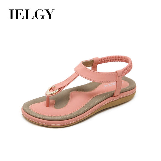 IELGY [Size35-42] Buckle Sandals Women's Casual Seaside Comfortable Plus Size Beach Flats