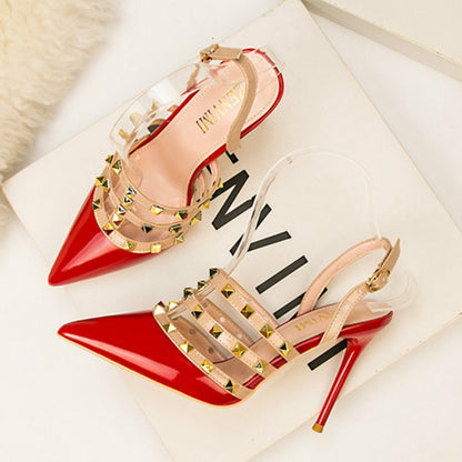 IELGY Pointed-toe high heel women fashion sexy 10cm thin with thin rivets women's Roman sandals