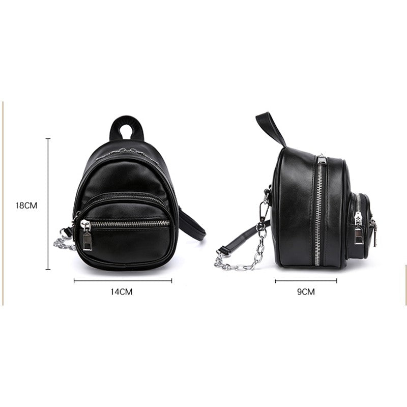 IELGY PU shoulder bag female slung portable iron chain small bag purse