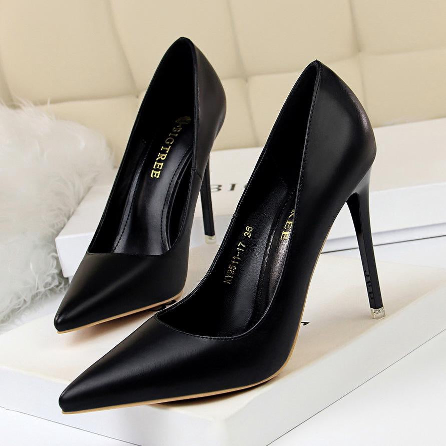 IELGY Korean women's shoes fashion simple Super high-heeled shallow mouth pointed sexy shoes