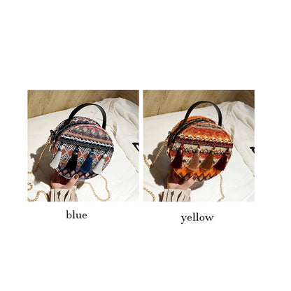 IELGY New round straw Staggered Handbags