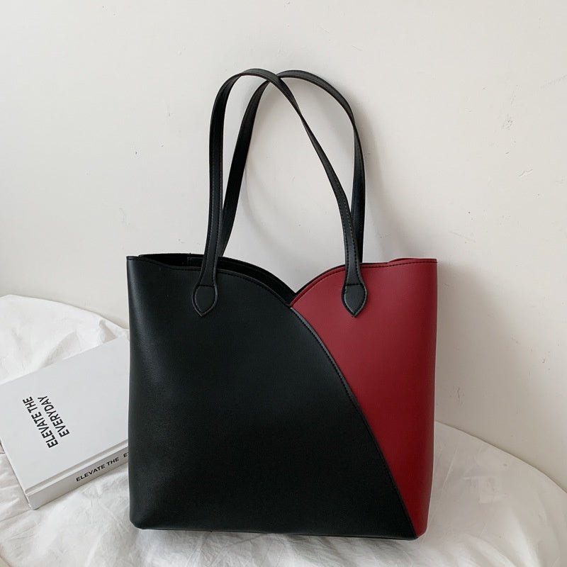 IELGY Women's bag casual large capacity black portable one shoulder all-match simple tote fashion