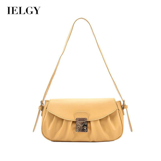 IELGY one shoulder handbag underarm bag green European and American retro Fashion lock buckle large capacity metal decoration adjustable shoulder strap