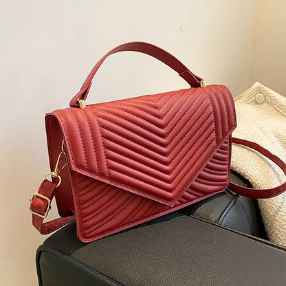 IELGY fashion rhombus embroidery thread female bag retro small square solid color texture single-shoulder messenger