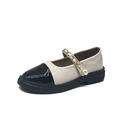 IELGY Thick-soled British style small leather shoes women shoes Mary Jane jk love beanie black single shoes