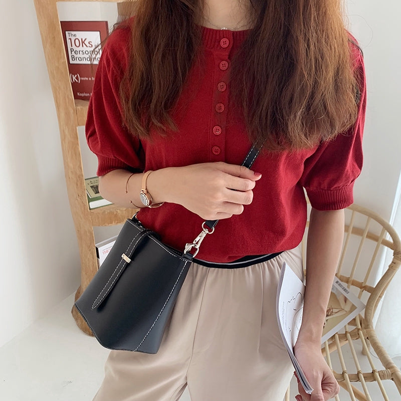 IELGY Retro bucket female bag simple small fresh casual slung fashion shoulder bag female
