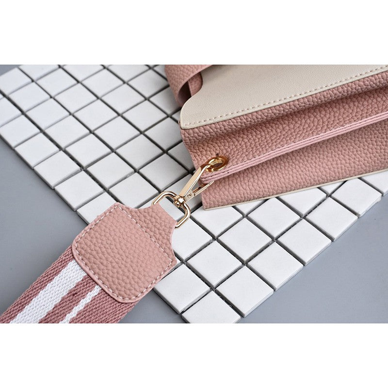 Wide shoulder strap contrast multi-layer bucket bag shoulder bag