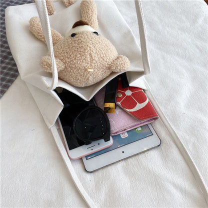 IELGY Summer popular bear canvas fashion portable all-match one-shoulder canvas ladies bag