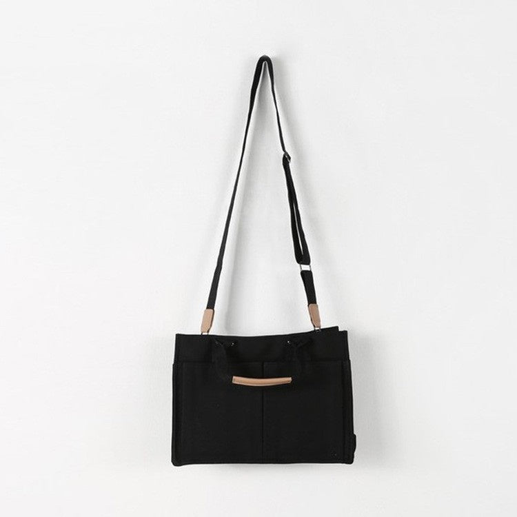IELGY Women's bag versatile one shoulder casual Korean version portable fashion crossbody canvas black