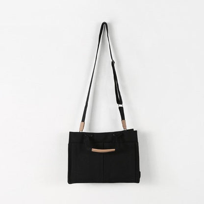 IELGY Women's bag versatile one shoulder casual Korean version portable fashion crossbody canvas black