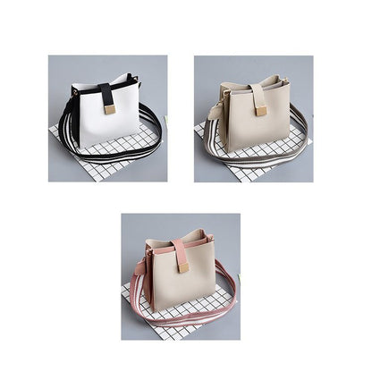 Wide shoulder strap contrast multi-layer bucket bag shoulder bag
