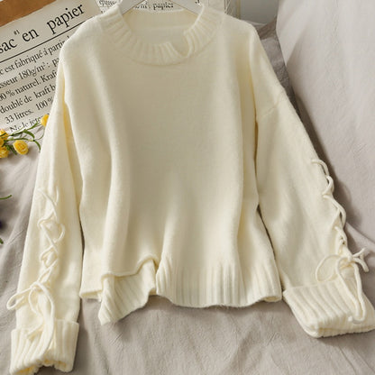 IELGY drawstring long-sleeved loose solid color pullover women