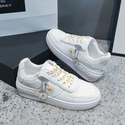 IELGY fashion ladies small daisy breathable port style casual white shoes