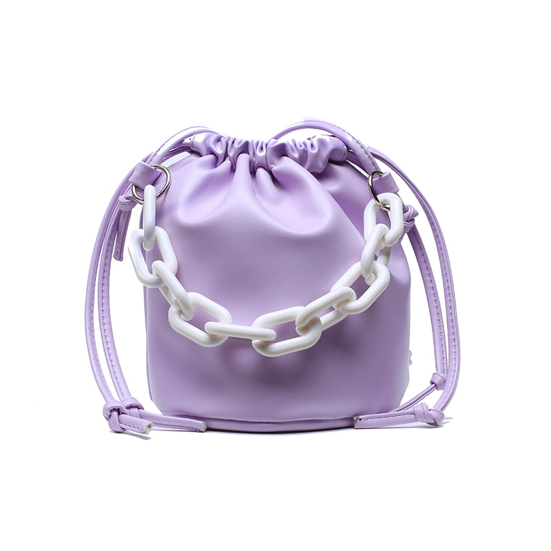 IELGY Women's bag popular solid color simple bucket bag all-match one shoulder Crossbody Western style casual