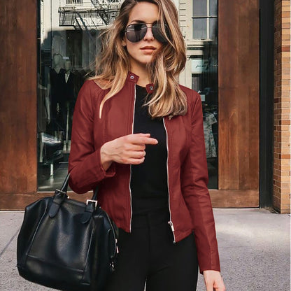 IELGY autumn and winter women's fashion leather PU suit jacket
