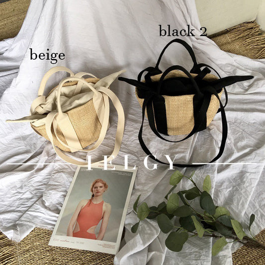 IELGY Straw bag female retro rattan bag Messenger bag