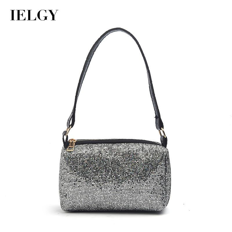 IELGY Fashion casual sequins large capacity shoulder lightweight cross-body handbag portable pillow bag chain