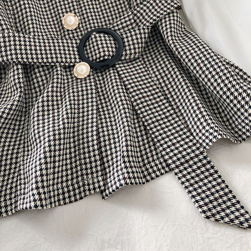 IELGY Lapel Commuter Women's shirt Check Slim fit Autumn Contrast color Fake two-piece Fashion