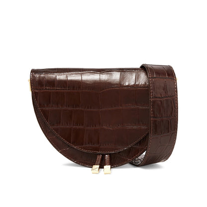IELGY Korean crocodile pattern wide shoulder strap Messenger bag semicircle