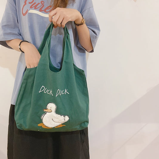 IELGY Japanese mini cute one-shoulder work canvas bag women