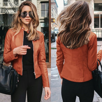 IELGY autumn and winter women's fashion leather PU suit jacket