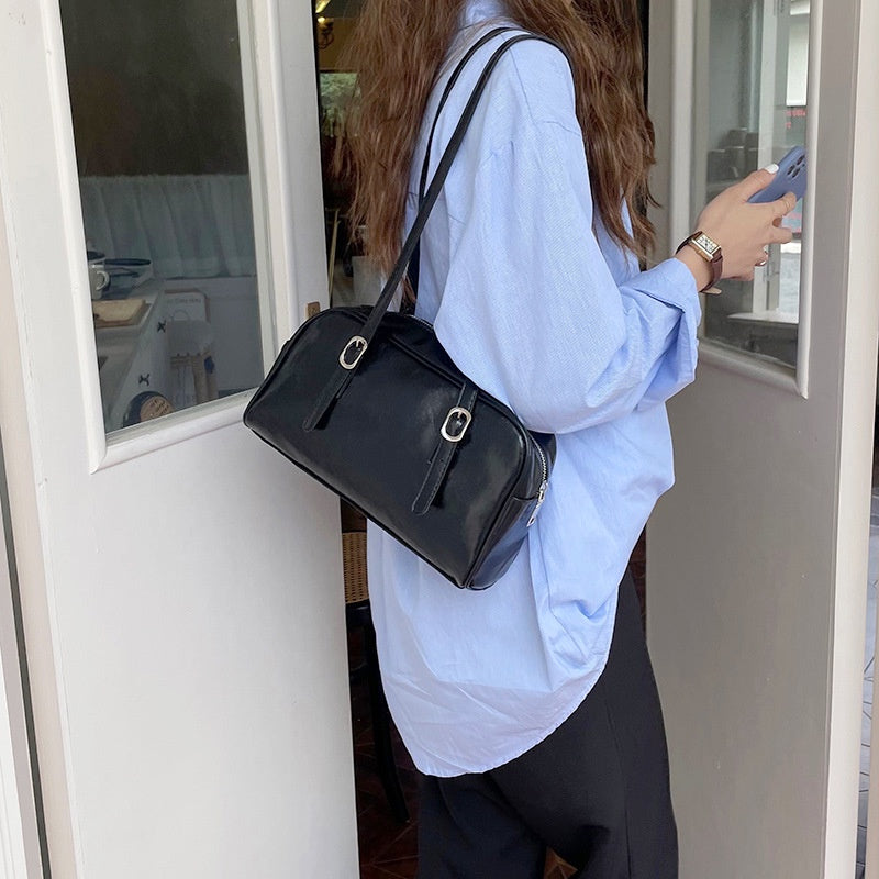 IELGY bag Retro soft leather underarm bag handbag fashionable large-capacity one-shoulder bag
