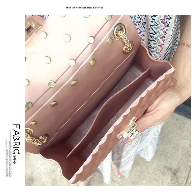 Matte matte jelly bag with drill chain shoulder bag crossbody bag