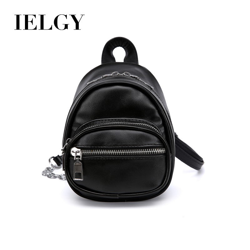 IELGY PU shoulder bag female slung portable iron chain small bag purse