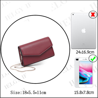 IELGY Women's bag crossbody casual black Korean version, fashion chain one shoulder versatile PU