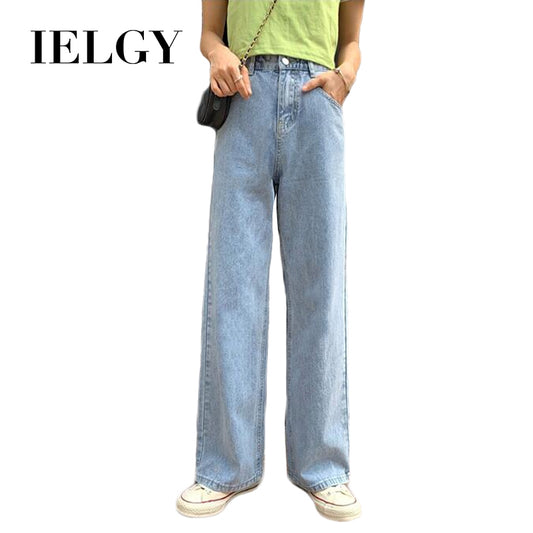 IELGY High waist draped wide leg pants jeans women loose loose thin straight
