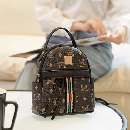 IELGY Korean printing contrast color drawstring backpack large capacity simple handbag