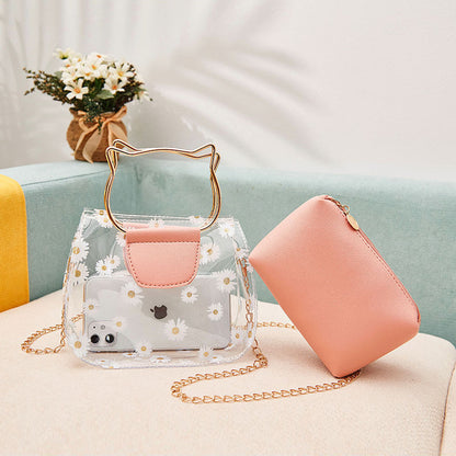 IELGY all-match daisy outing Korean version jelly bag design portable shopping mobile phone bag mother-and-child bag one-shoulder diagonal handbag