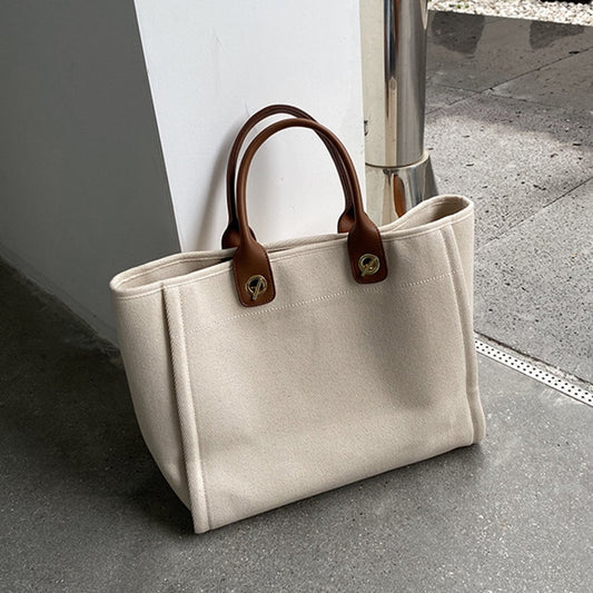 IELGY all-match canvas design sense large-capacity chain tote shopping bag