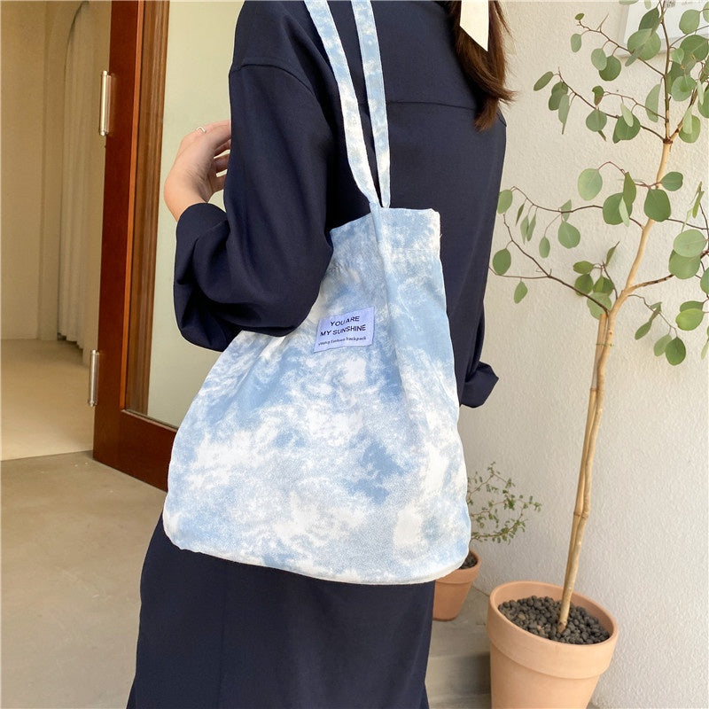 IELGY fashion tie-dye canvas handbag small fresh and large capacity portable