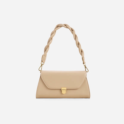 IELGY one shoulde Women's bag chain messenger bag braided strap Fashionable One shoulder PU female French style  underarm bag