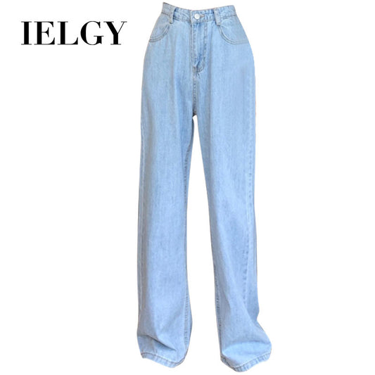 IELGY High-waisted jeans women summer thin and thin wide-leg pants