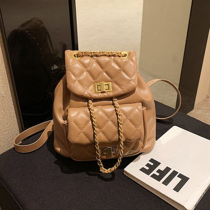 IELGY Large Capacity Backpack Trend Ins Texture Ladies Backpack